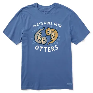 Men's Plays Well With Otters Short Sleeve Tee Soft Touch Texture SeamlessSidePanels