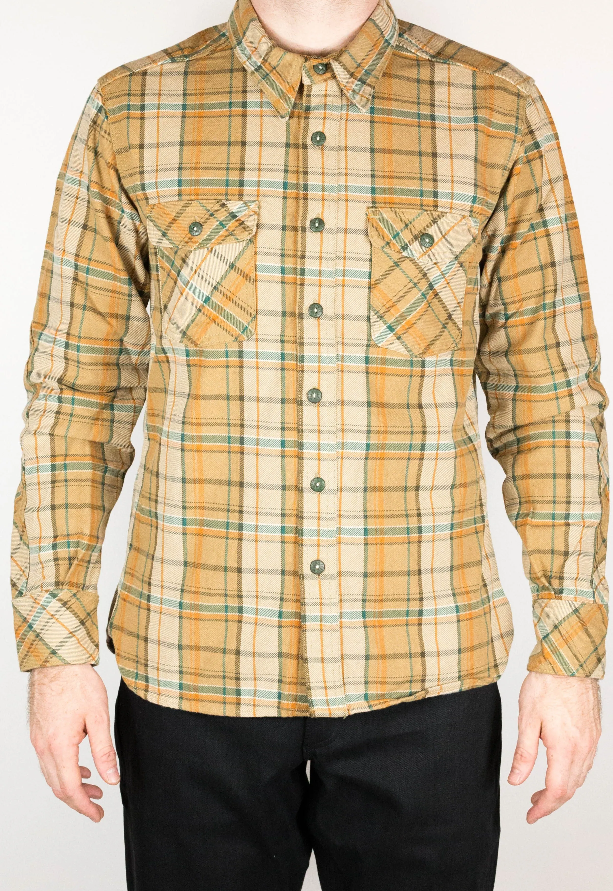 Desert Heavyweight Tartan Twill Work Shirt with LF Buttons simple design