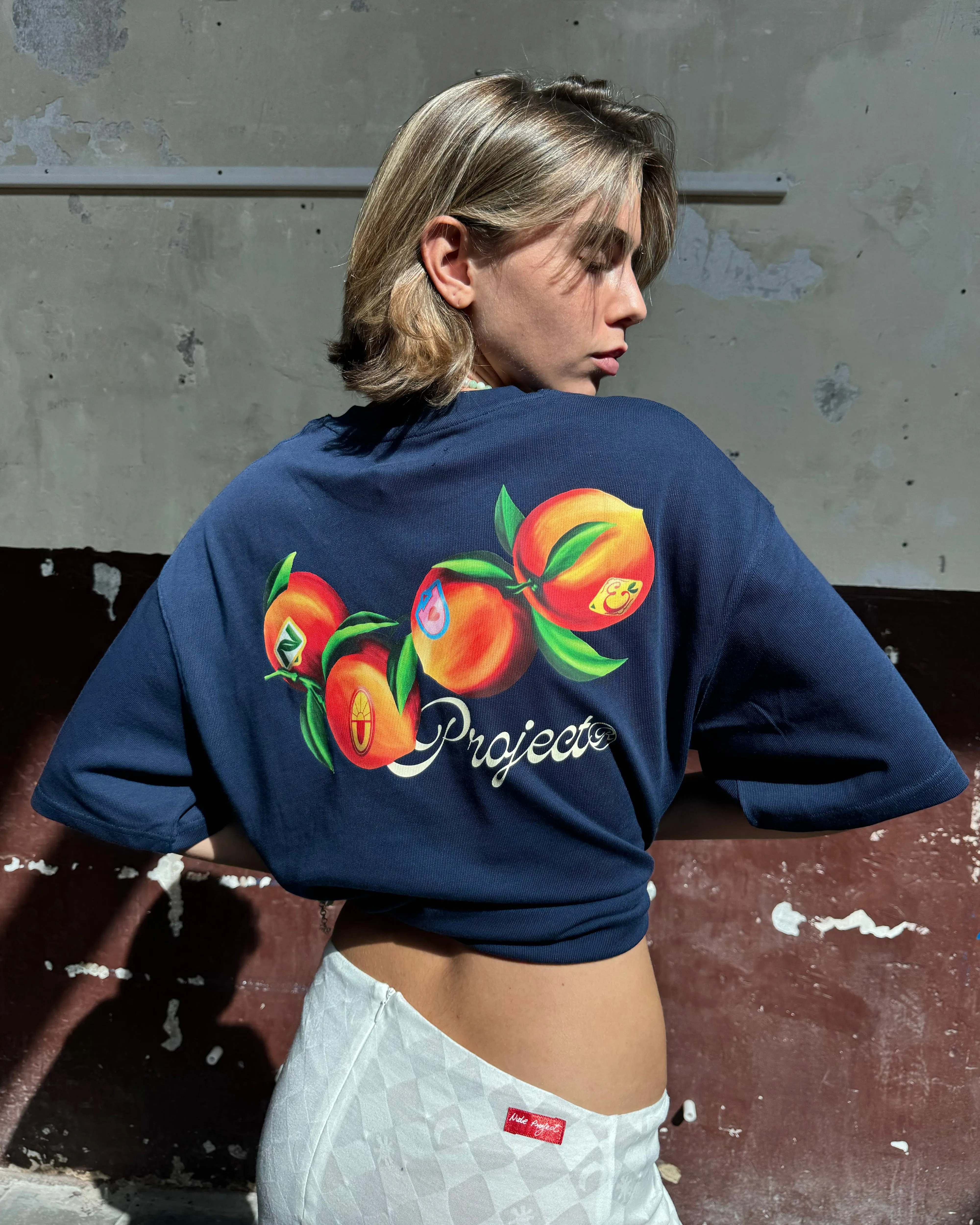 Peach Tee Navy Chic Comfort Breathable Comfort Design