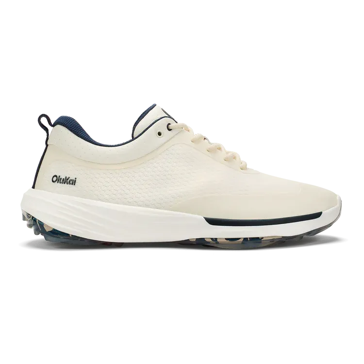 Optimal Comfort Durable Material Olukai Men's Makena Golf Shoes- White Sand
