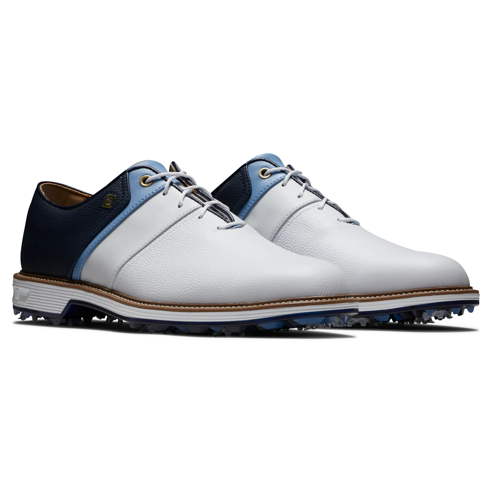 FootJoy 2024 Men's Premiere Packard Series Golf Shoes- White/Blue/Navy Pro Flexibility All-day Comfort
