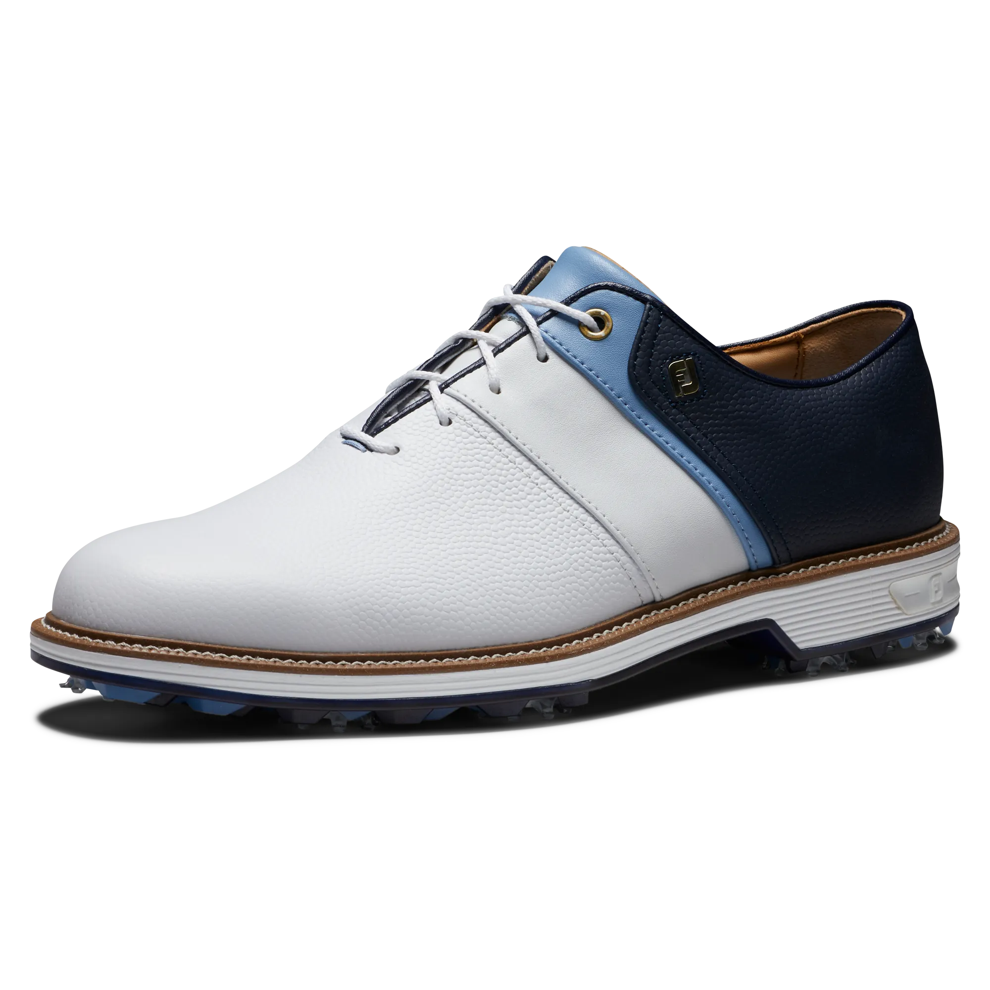 Performance Power Comfort Drive Pro FootJoy 2024 Men's Premiere Packard Series Golf Shoes- White/Blue/Navy
