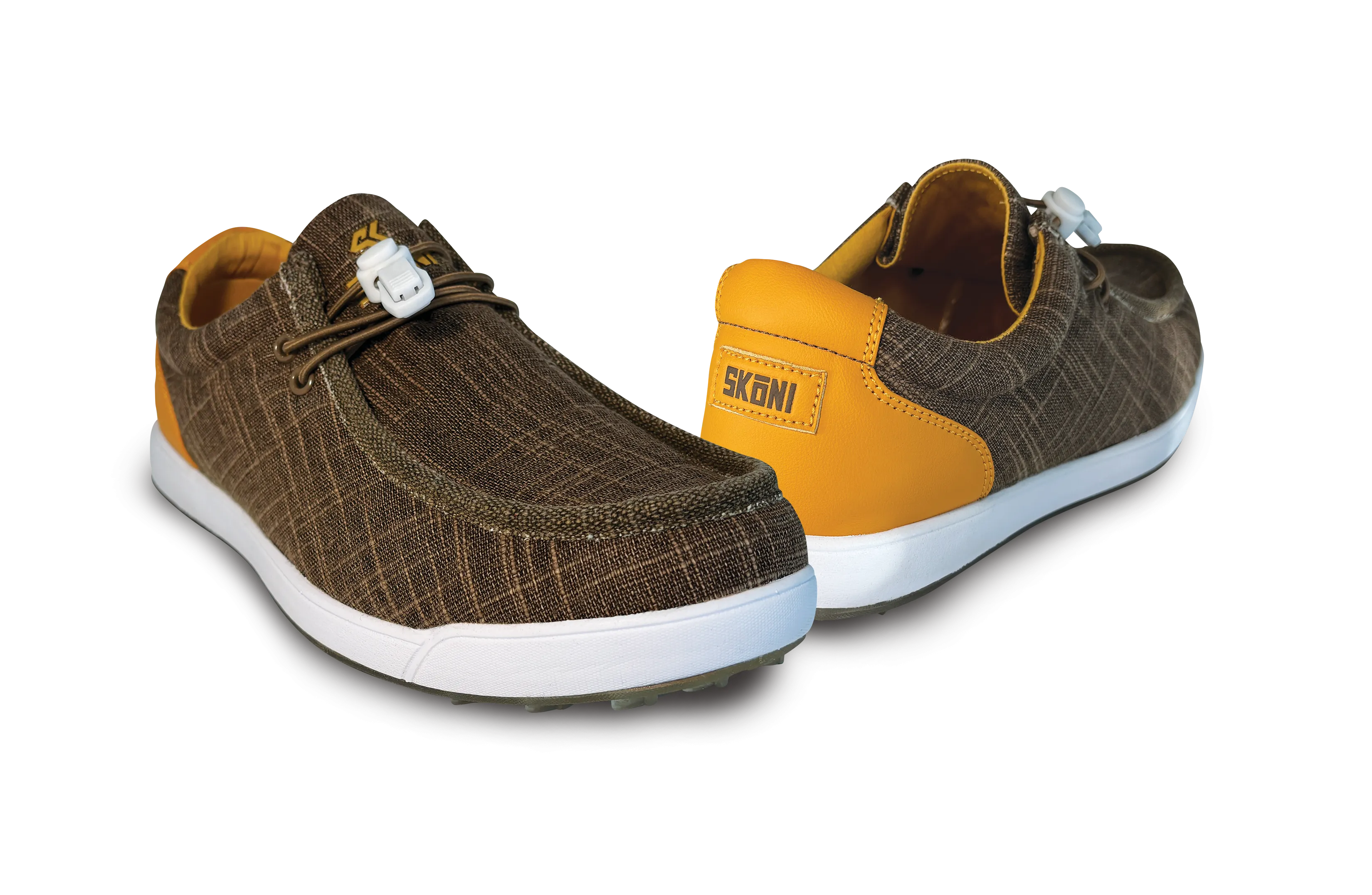 Perfect Traction AntiFriction SK??NI Men's Golf Shoe Waterproof- Brown/Ochre