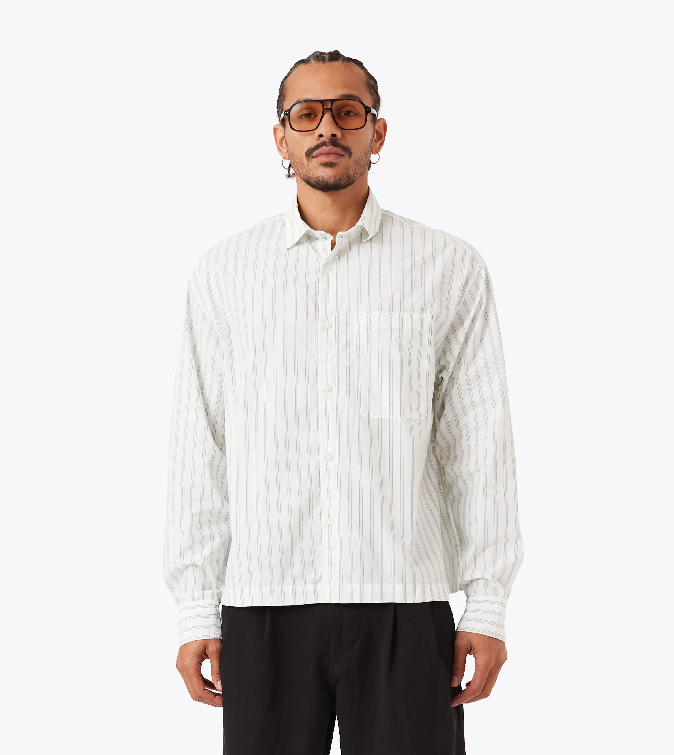 Box Crop LS Shirt Vintage White/Seaweed Comfort Design