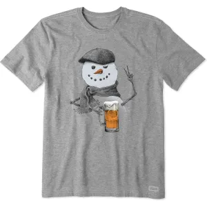 Stylish Everyday Wear Men's Peaceful Snowman w Beer Short Sleeve Crusher Tee