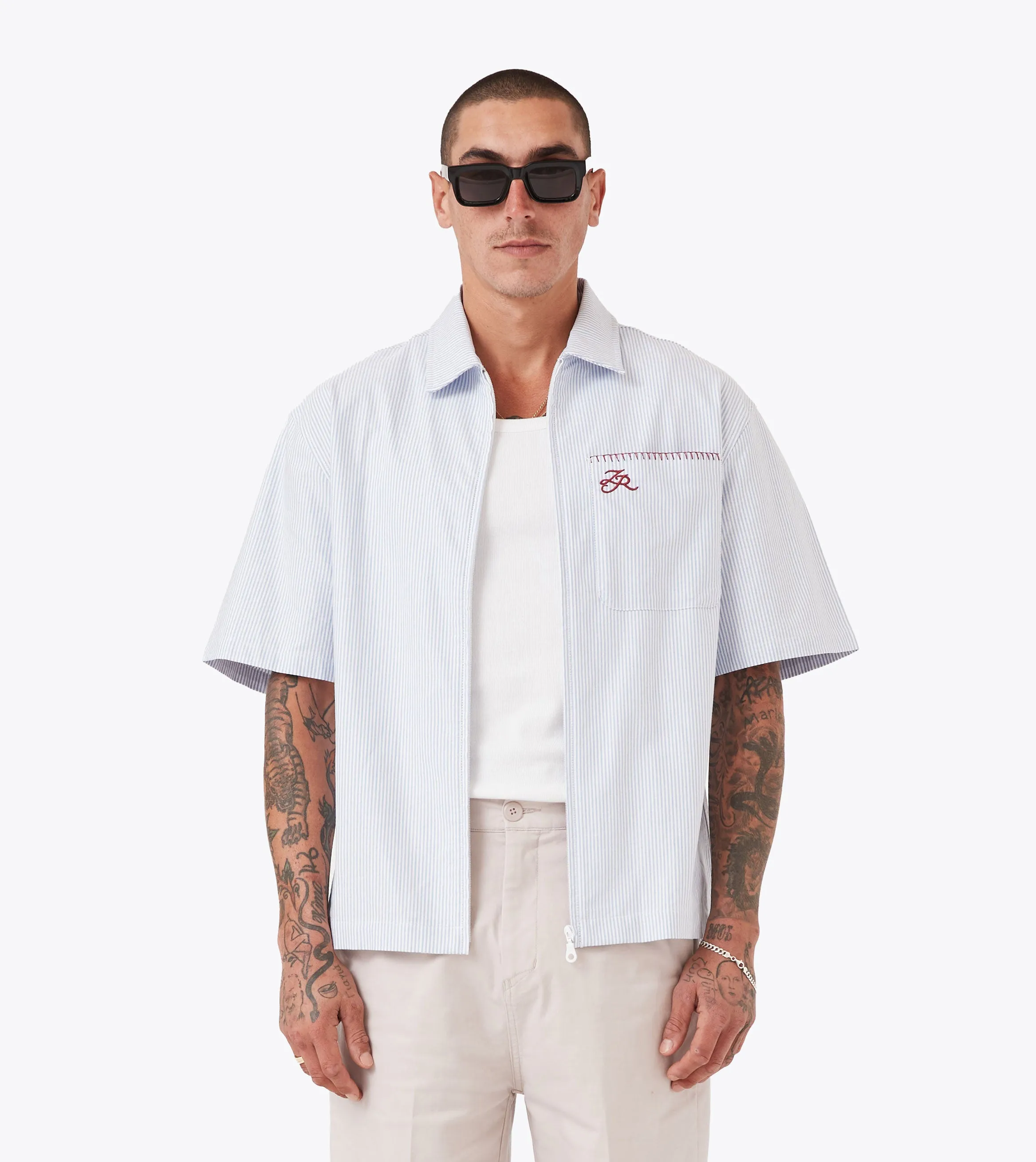 Boxy SS Overshirt 2.0 Blue Stripe ThermalRegulatingFabric Craft Core