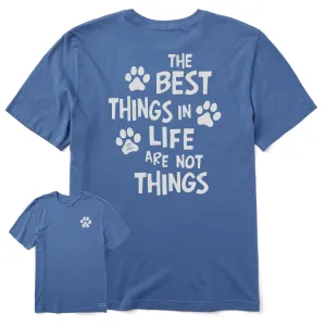 Men's Wordsmith Best Things in Life Paws Short Sleeve Crusher Tee Comfortable Layering All-Day Comfort Wear