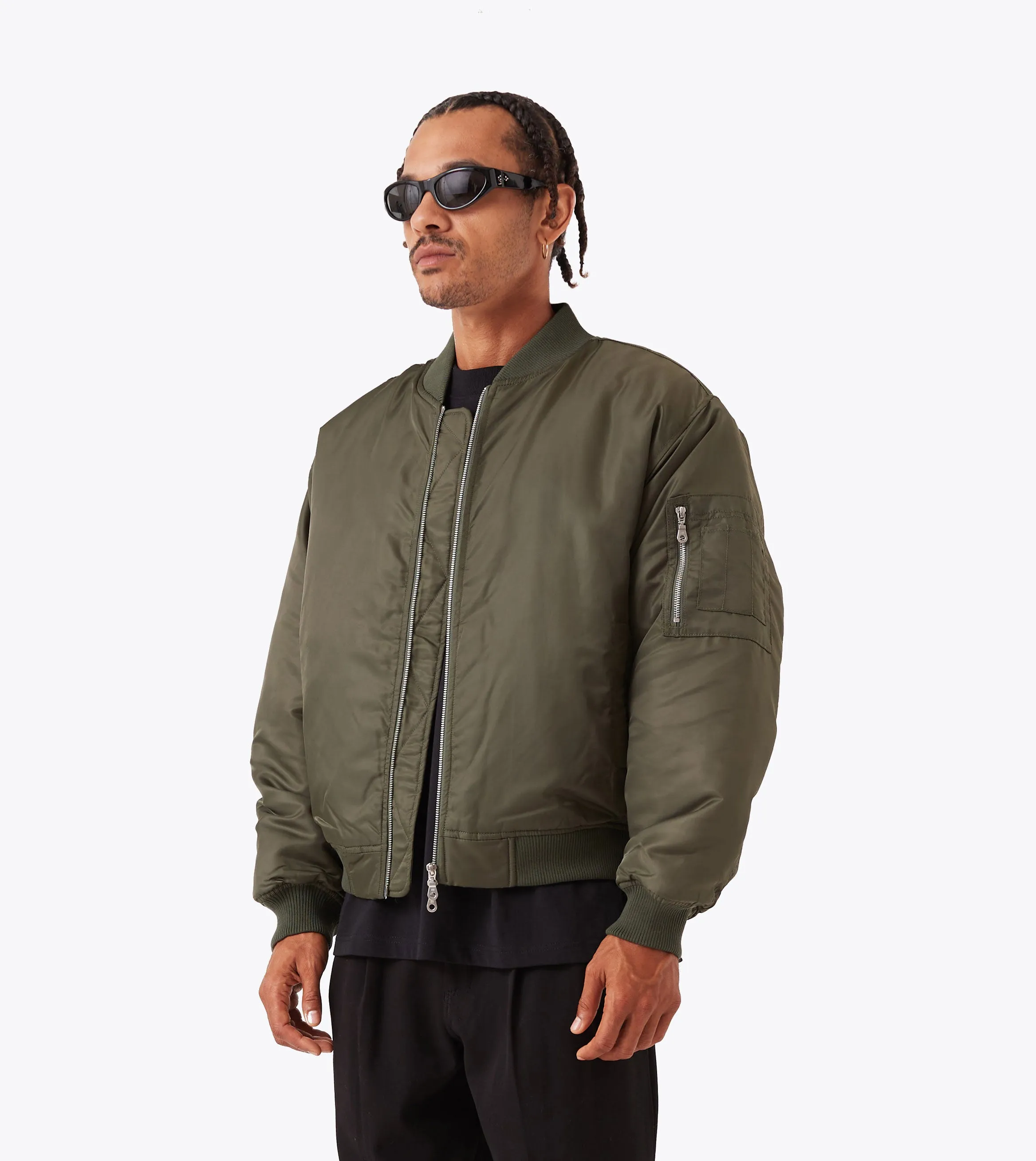 Thermal Lined Sateen Bomber Olive