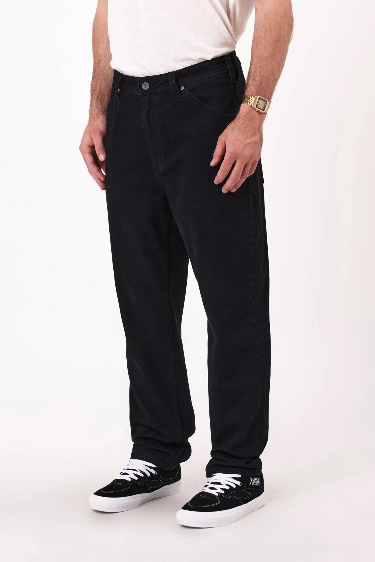 A4 Taper Jean Patrick Black Stretch Minimalist Morning Stroll Fashion Lover