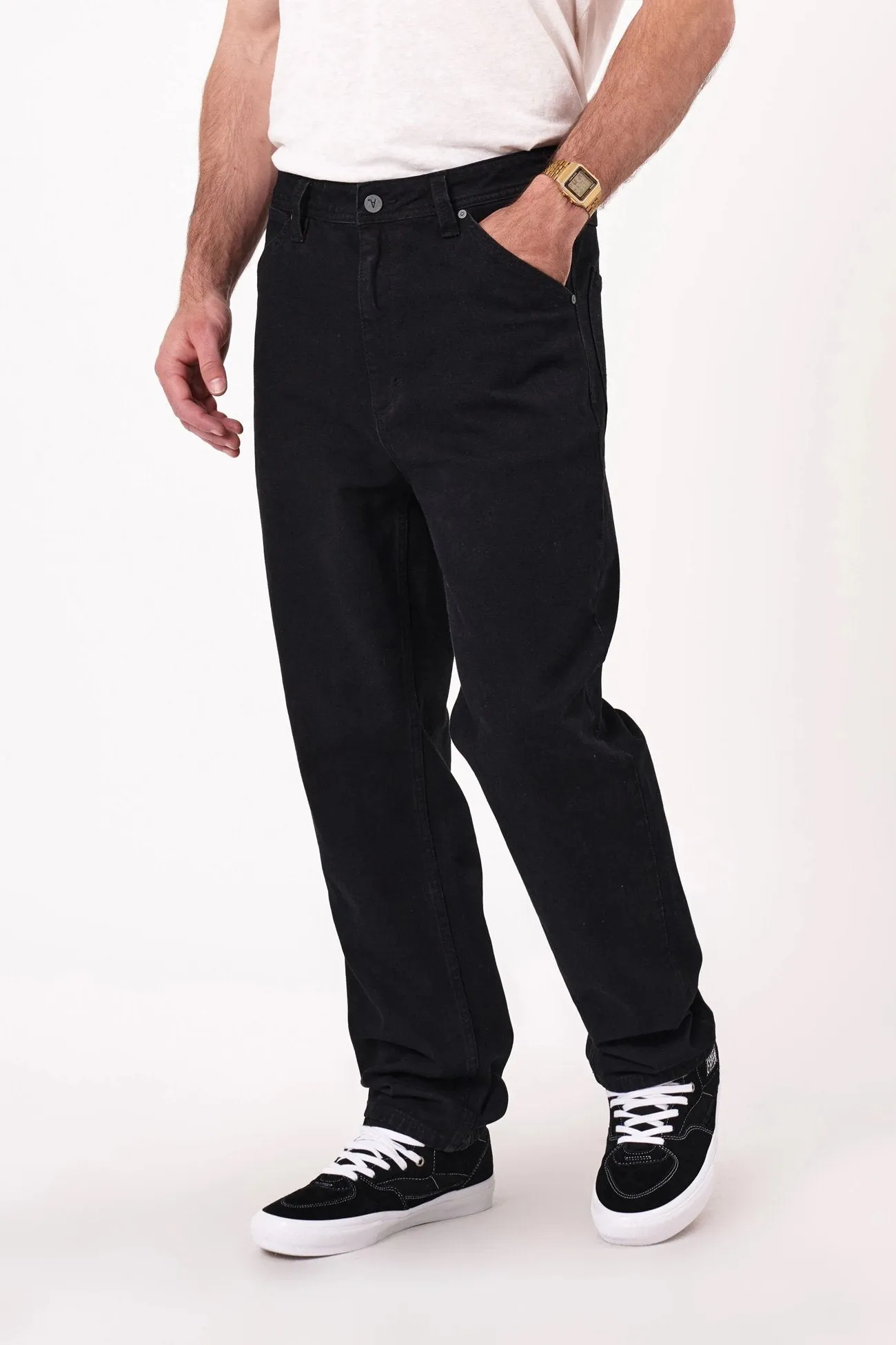 A4 Taper Jean Patrick Black Daily Wear Festival Outfit Plain Favorite
