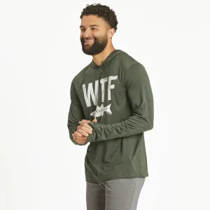Men's WTF Long Sleeve Active Hooded Tee Unisex style Wrinkle-Free