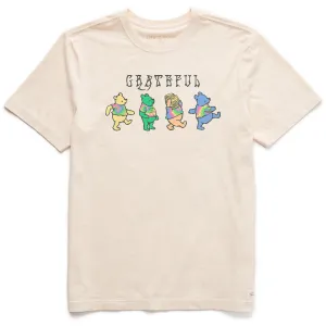 Men's Tie Dye Grateful Winnie Short Sleeve Crusher Tee Light Outfit Ribbed Collar Design