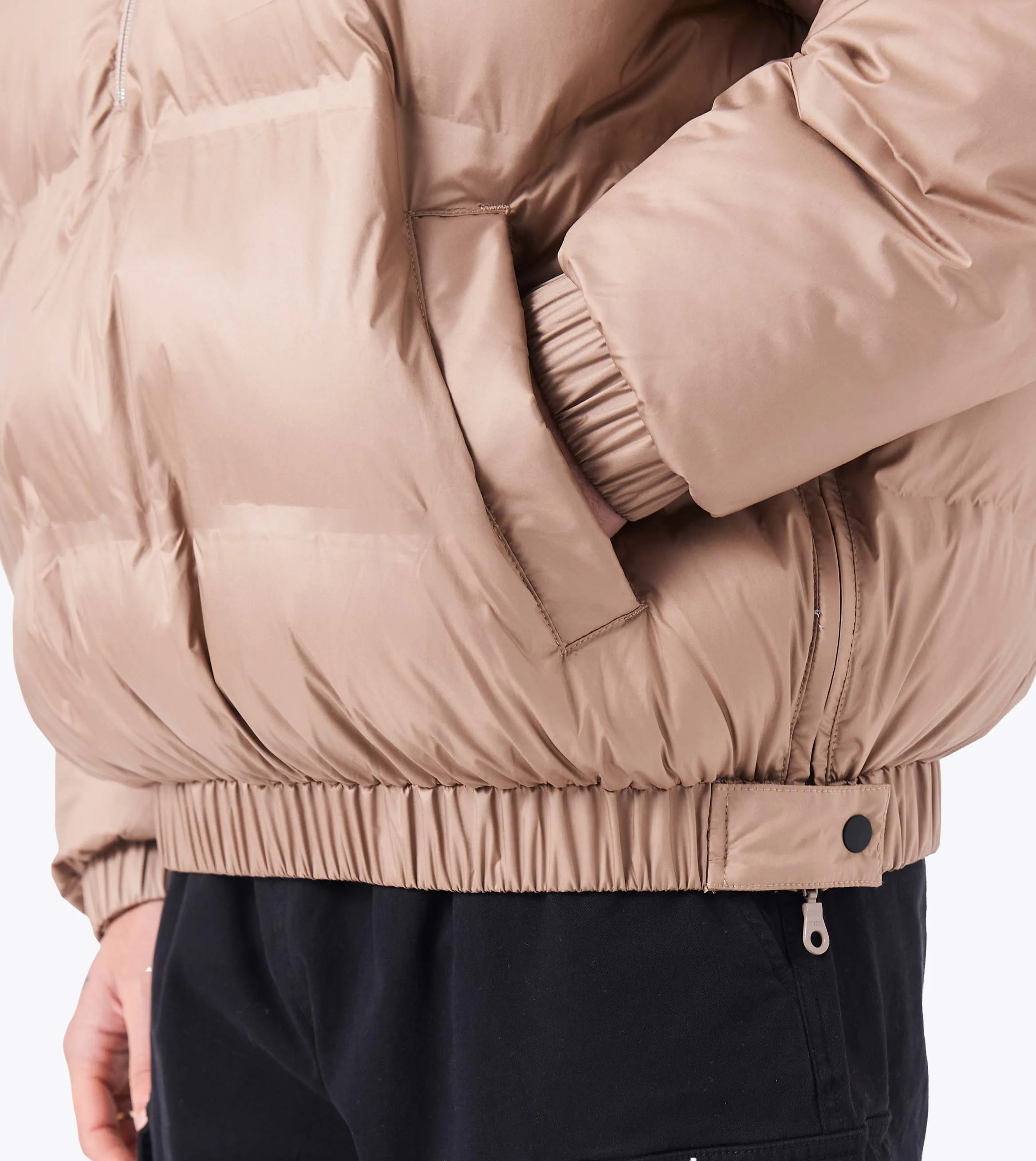 Anti Glare Trim 3/4 Puffer Jacket Dk Tan