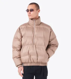 3/4 Puffer Jacket Dk Tan Stretch Weave Fabric