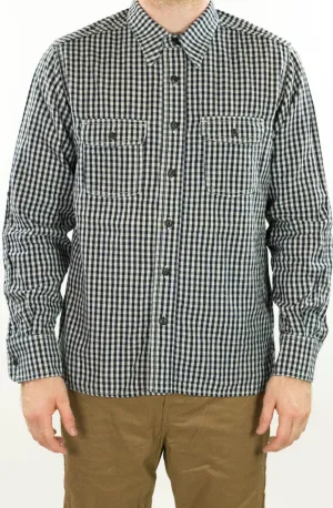 Nihon Menpu linen/cotton selvedge Indigo gingham Dust Bowl Workshirt SlimFitDesign