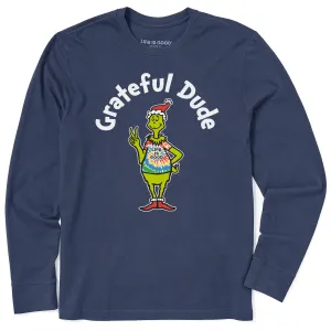 Men's Grinch Grateful Dude Long Sleeve Crusher Tee Streetwear Business Meeting