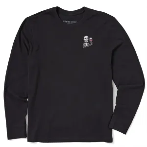 Relaxed fit wear Men's Skeleton with Wine Long Sleeve Crusher Tee