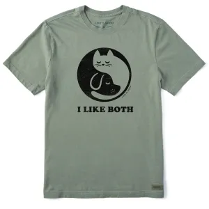 Men's I Like Both Cats and Dogs Short Sleeve Tee Soft Touch Texture Cozy Waist