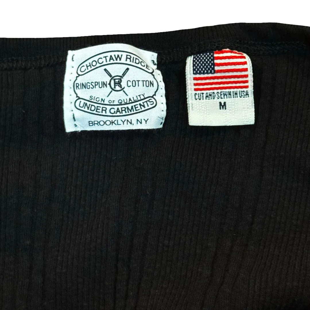 Black Wakayama Japanese Drop Needle Tank Top Regal Glow Leather Core