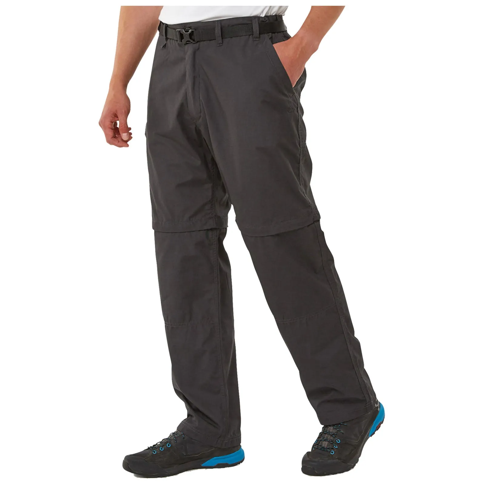 Contoured Articulation Craghoppers Mens Kiwi Convertible Trousers Black Pepper