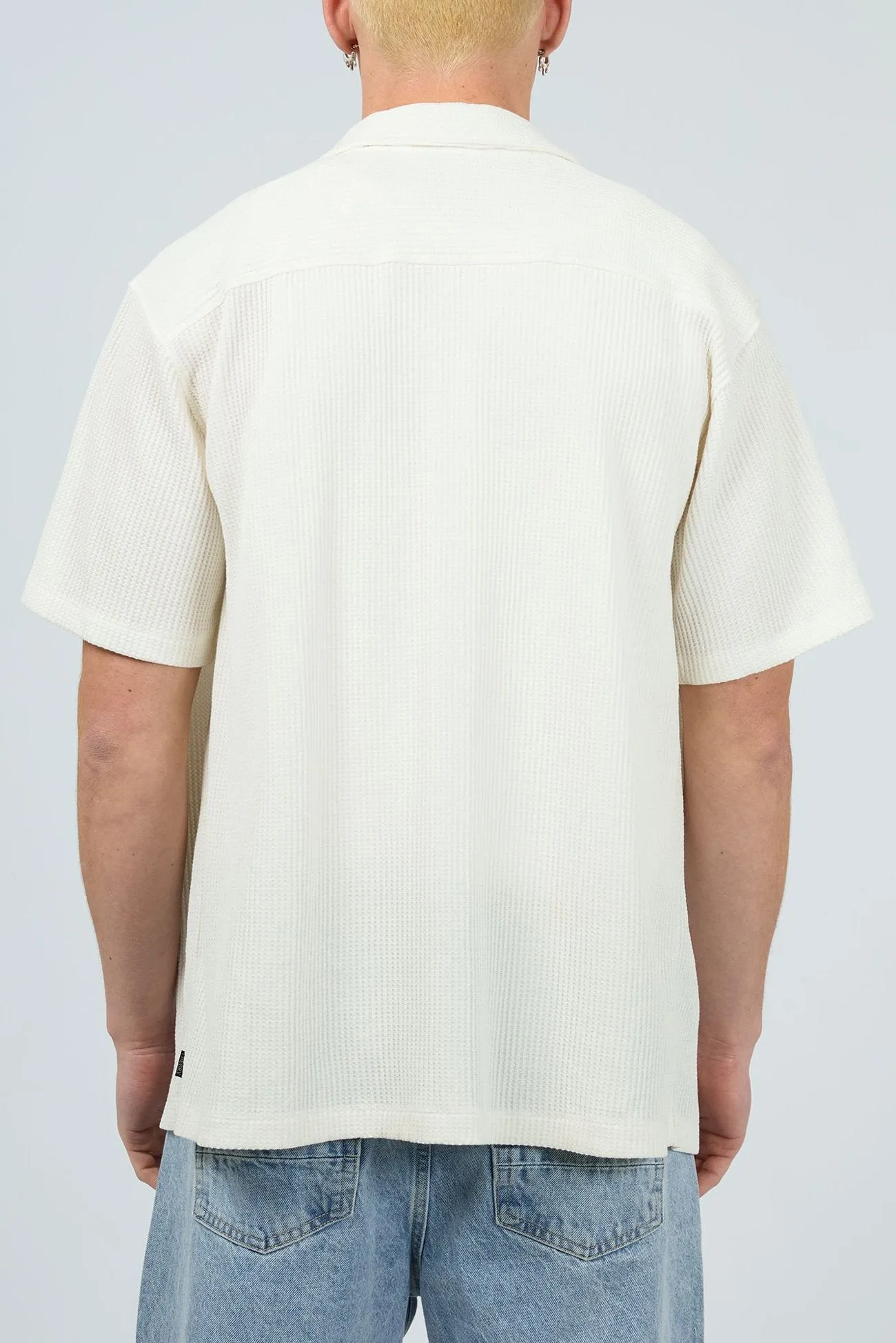 Session Waffle Short Sleeve Shirt Natural Flexible Ribbed Cuffs college