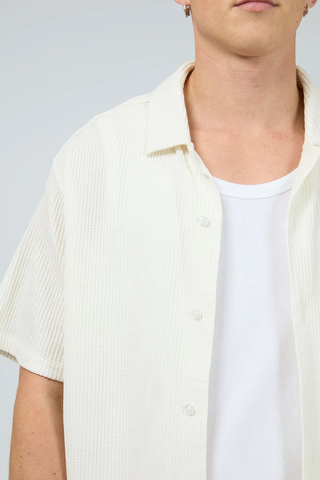 Minimalist purity Session Waffle Short Sleeve Shirt Natural