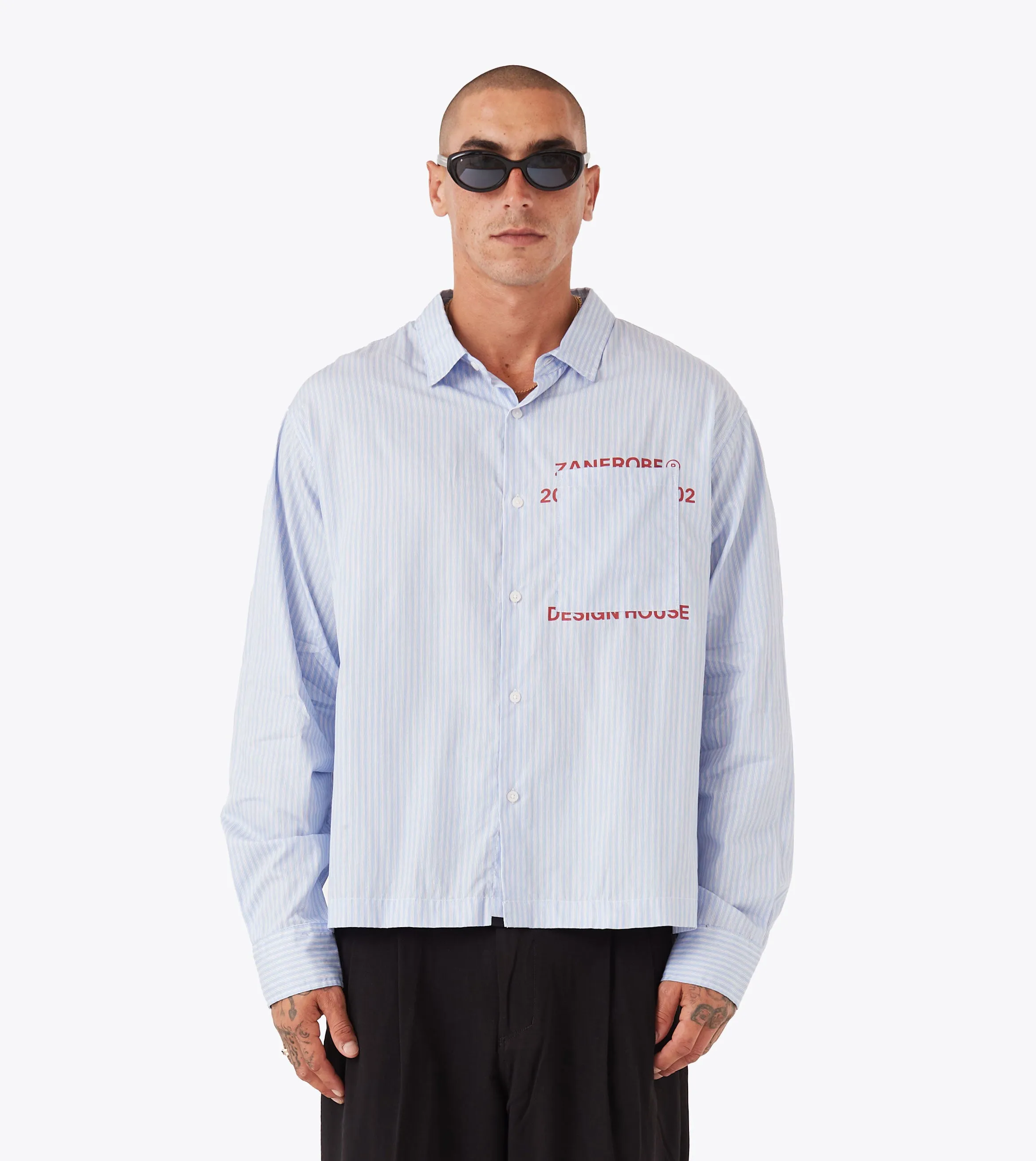 Overlap Crop LS Shirt Blue Stripe Outdoor Apparel Ocean Air