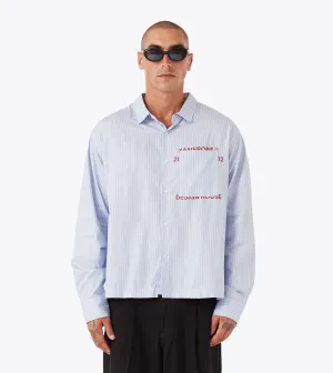 Overlap Crop LS Shirt Blue Stripe Outdoor Apparel Ocean Air