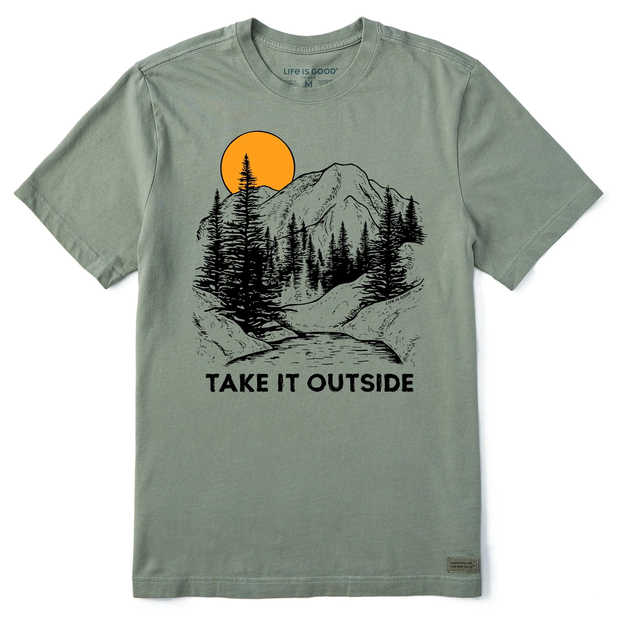 Men's Take it Outside Mountains Short Sleeve Crusher Tee Casual Flex Wear Stylish Casual