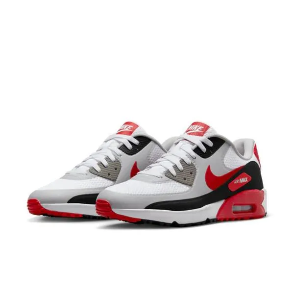 Nike Air Max 90 Golf Shoes - White/Black/Red Wool Warm
