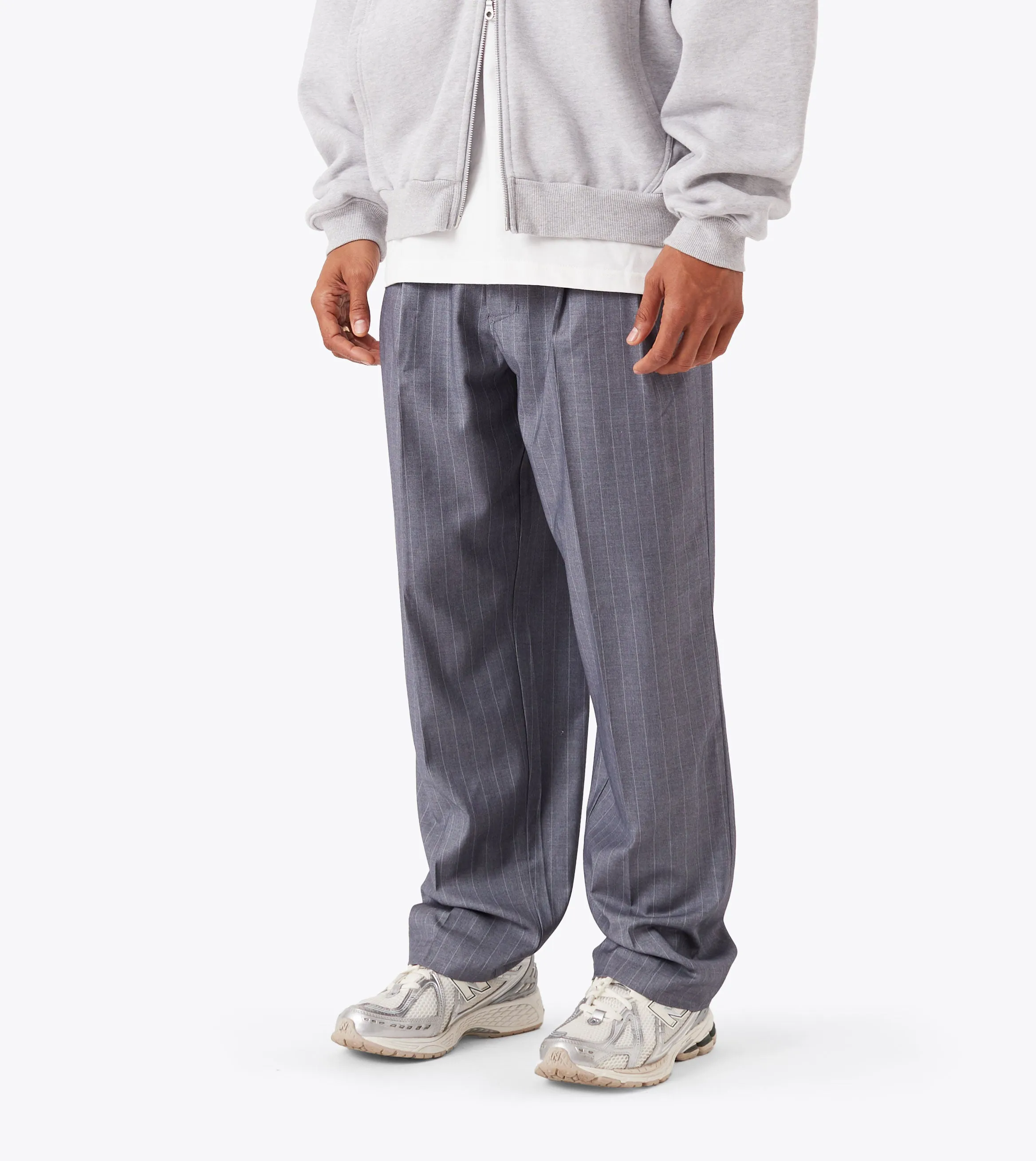 Pinstripe Flow Pant Grey Flat Lock Stitching Stylish Layers