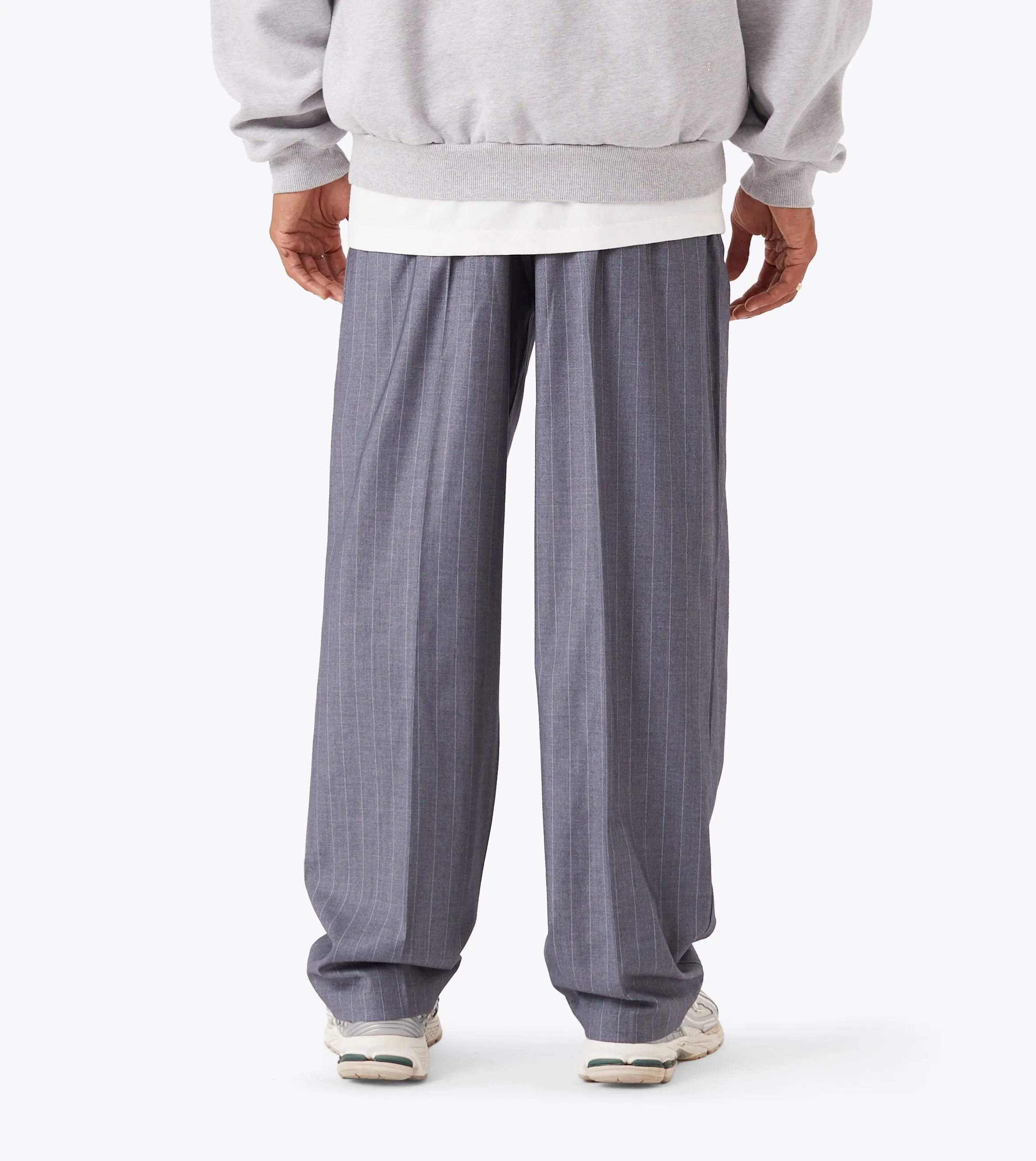 Smooth Fabric Built-in shorts Pinstripe Flow Pant Grey