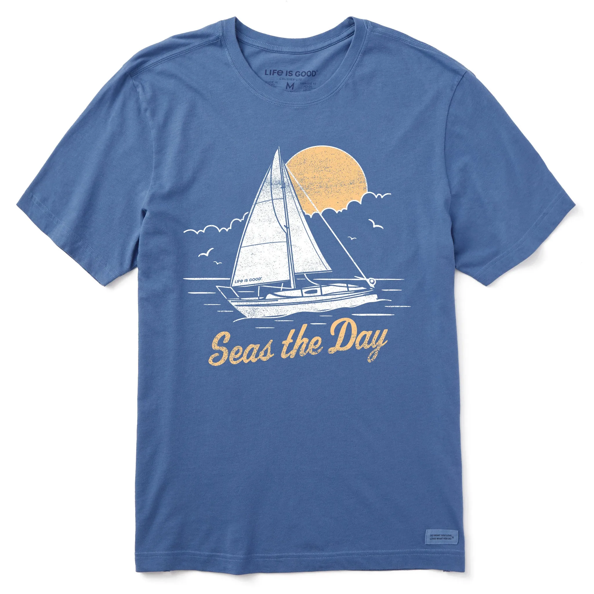 Men's Seas The Day Sailboat Short Sleeve Tee Low carbon footprint Simple Look