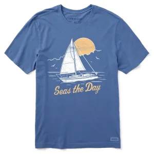 Men's Seas The Day Sailboat Short Sleeve Tee Low carbon footprint Simple Look