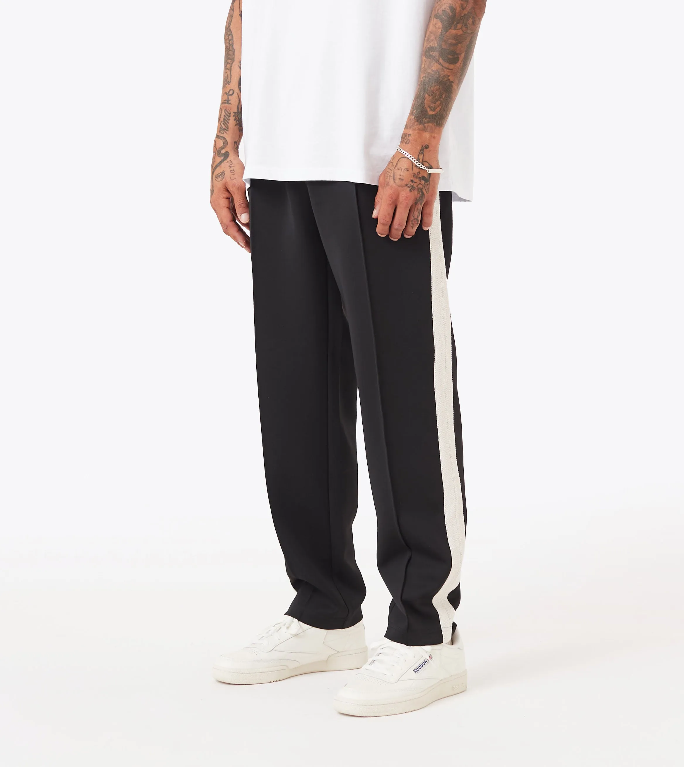 Rubberized Hem Stitched Football Trackpant Black