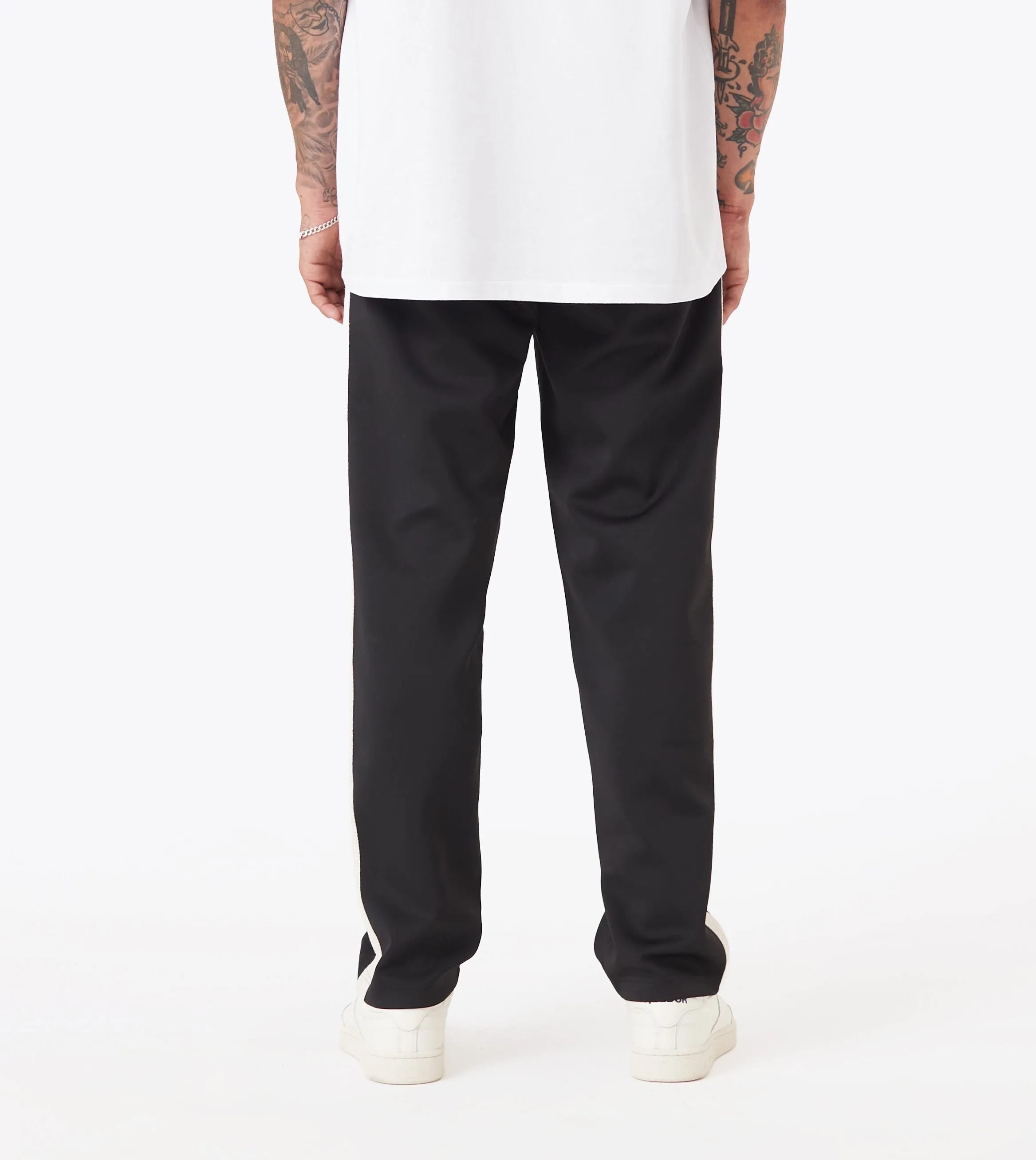 Stitched Football Trackpant Black Low Profile Design Sleek Waist