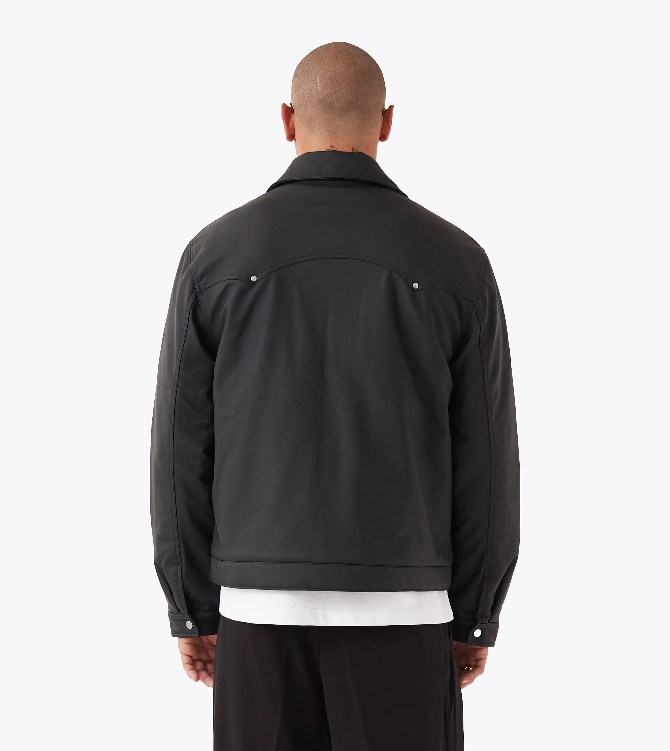 Balanced Insulation Faux Leather Aviator Jacket Black