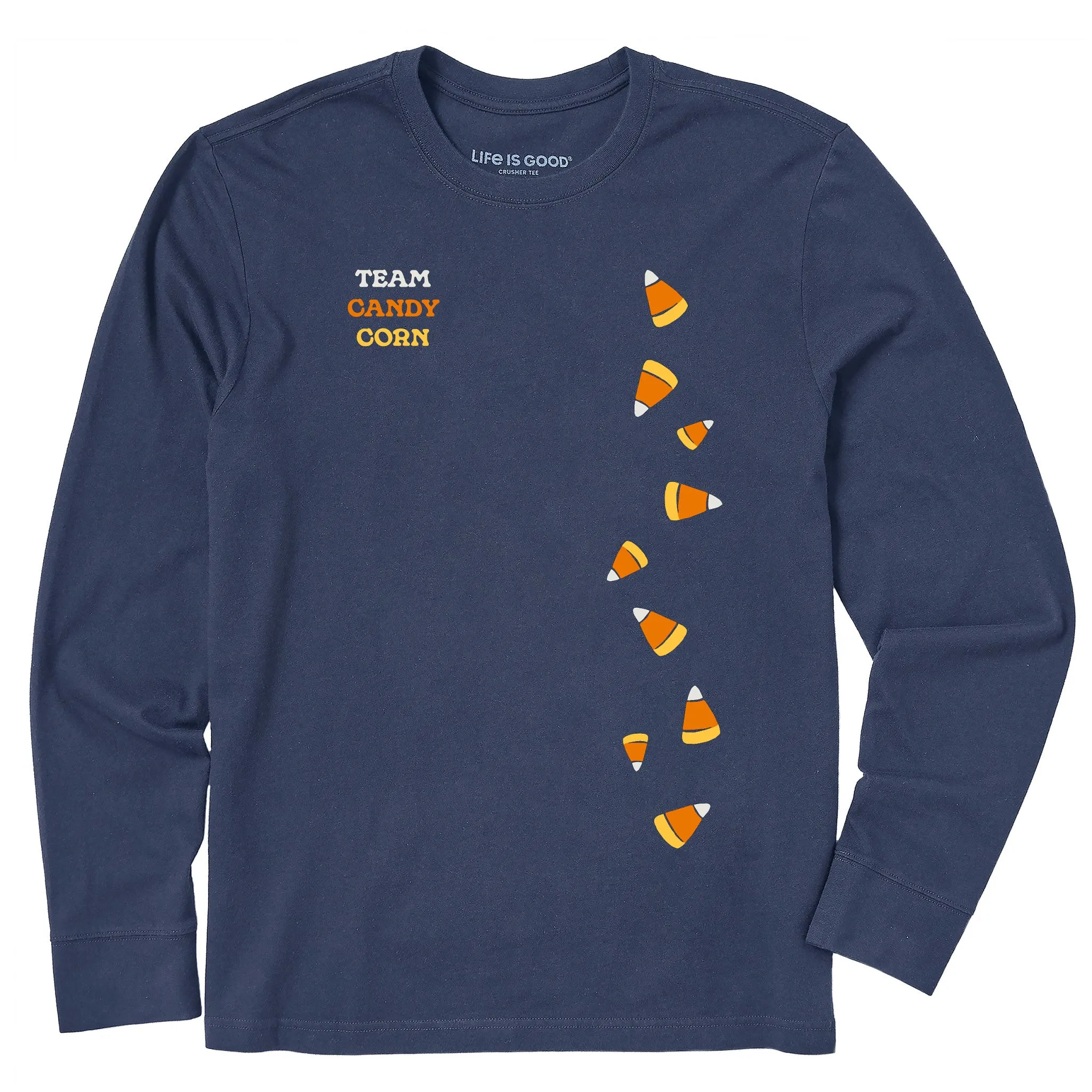 Men's Scattered Candy Corn Long Sleeve Crusher Tee Weekend Comfort