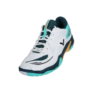 Dynamic Fit Recycled Rubber Compound Victor A530W AM Unisex Wide Court Shoes [White/Pale Turquoise]
