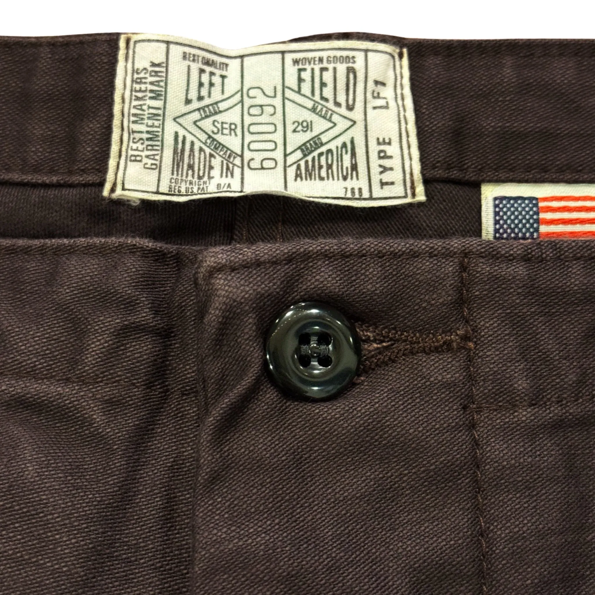 107 60's era GI chinos in 12 oz faded slate Baker Back Cotton Satin. Light and Cozy Sporty Layer