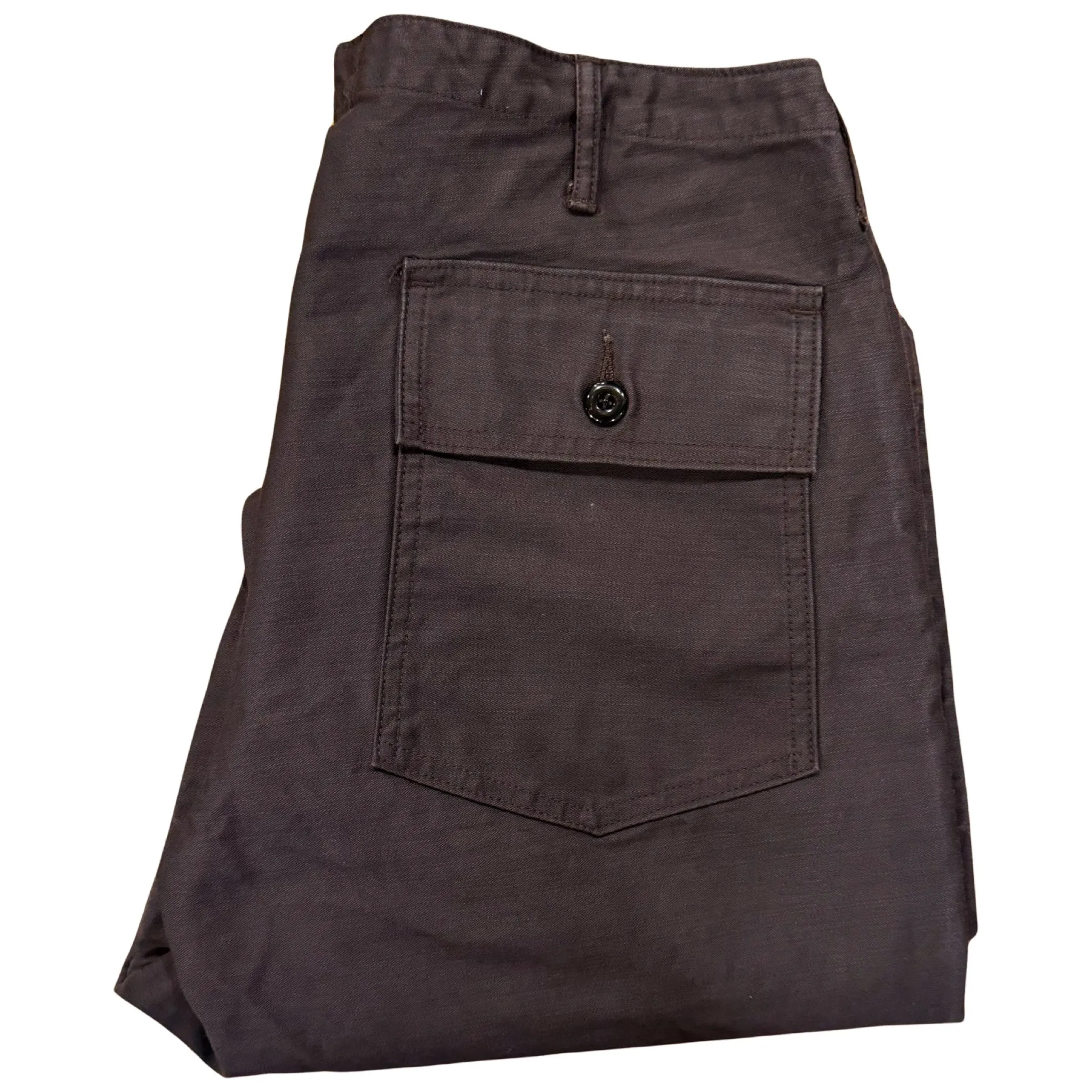 Breath Friendly Practical Comfort 107 60's era GI chinos in 12 oz faded slate Baker Back Cotton Satin.