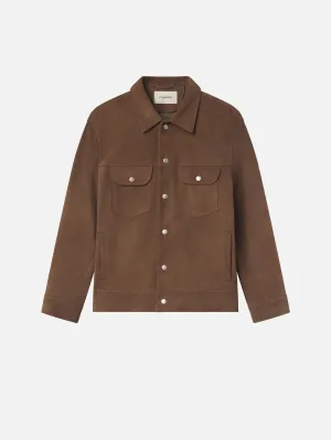 Suede Trucker Jacket -- Mocha Convertible Cuff System