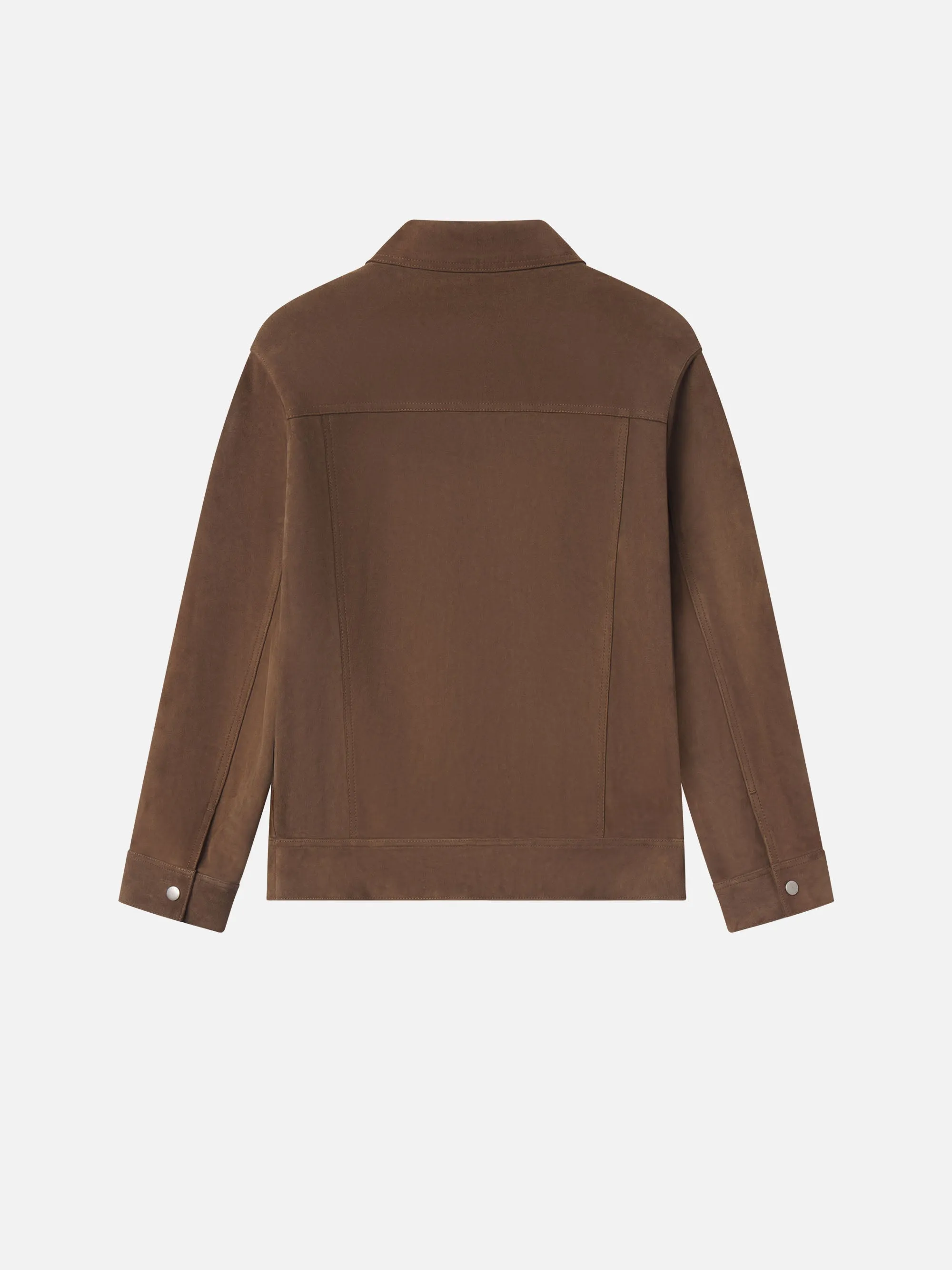 Quick Dry Fabric Suede Trucker Jacket -- Mocha