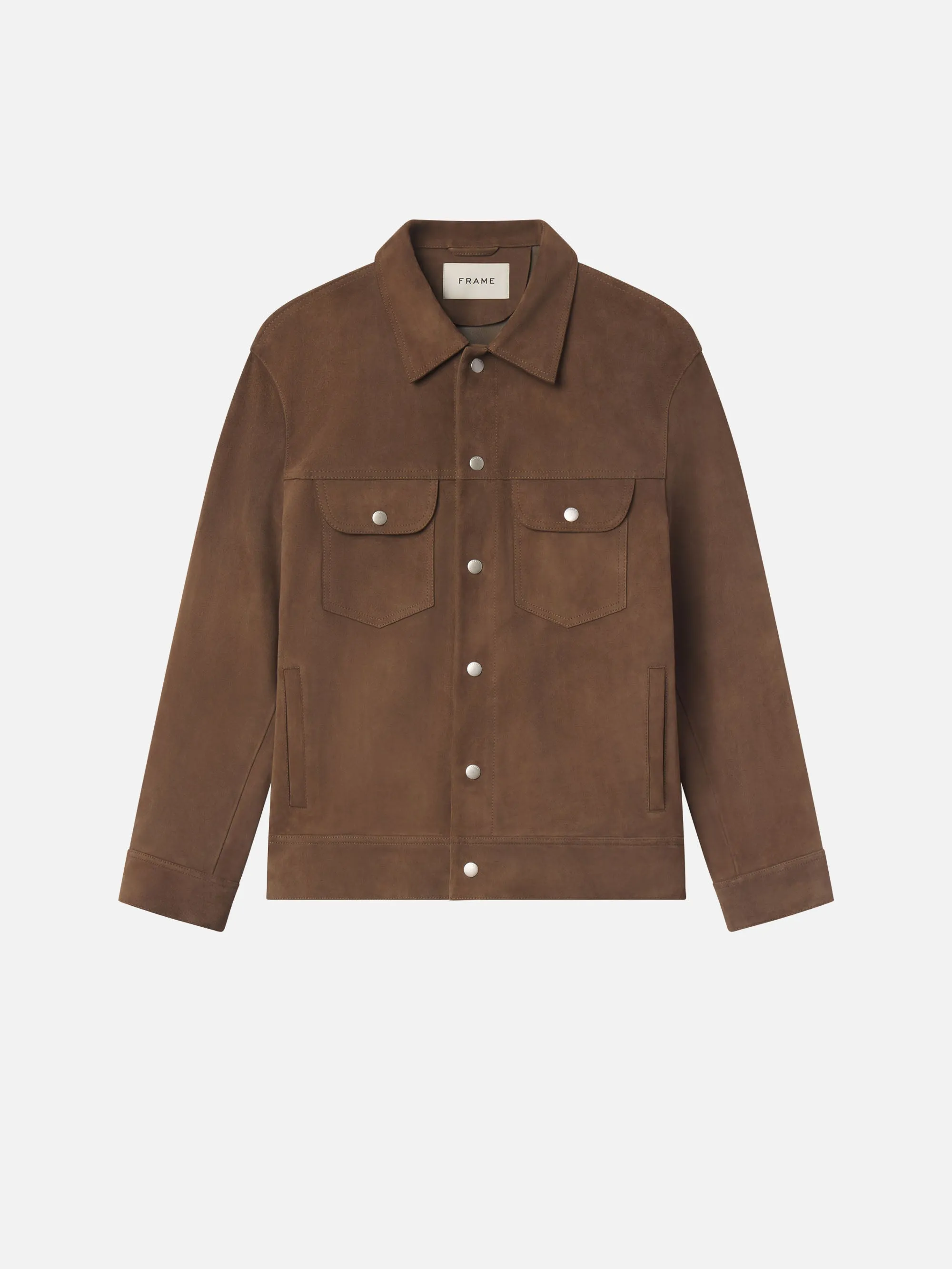 Suede Trucker Jacket -- Mocha Multi Pocket Utility