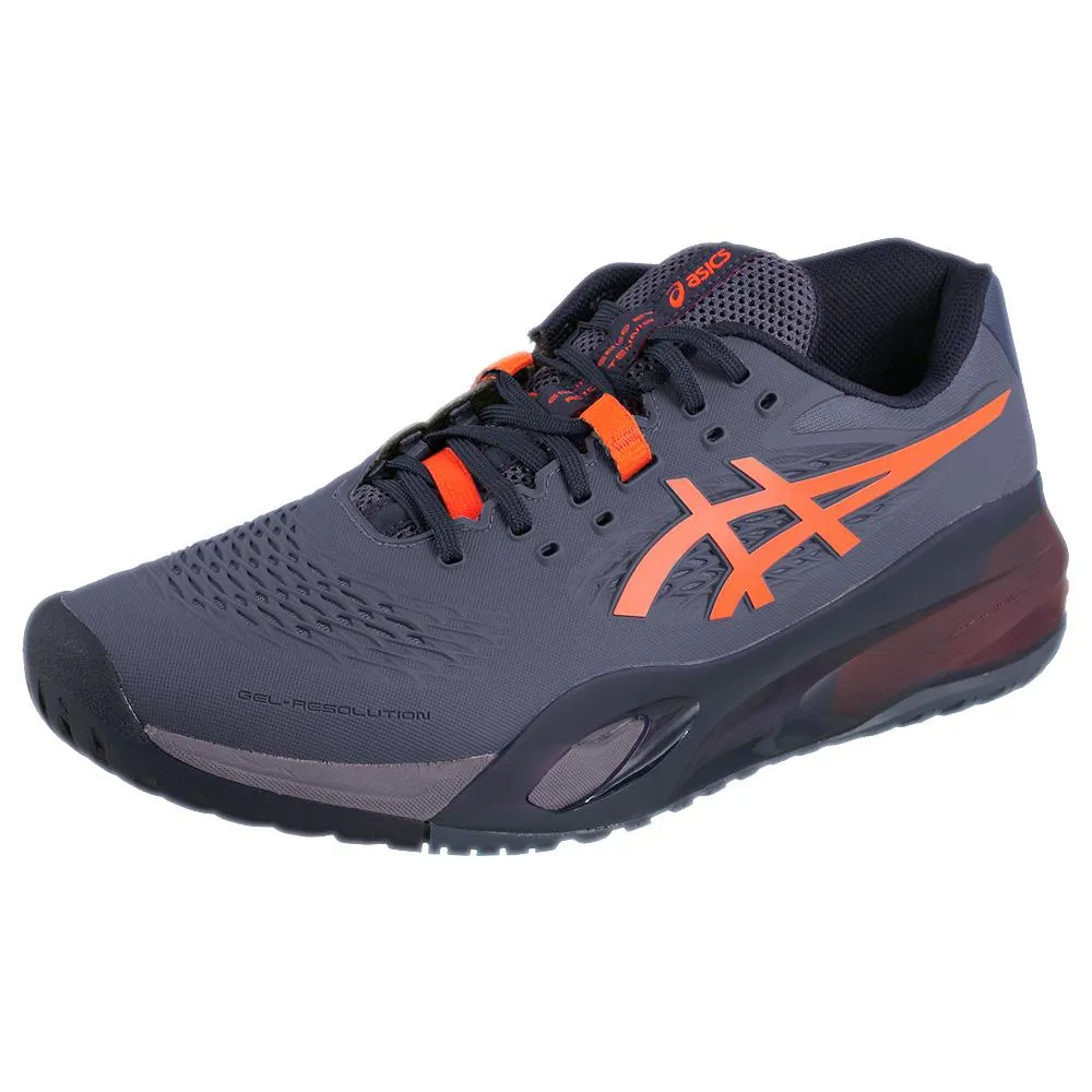 Mesh Upper Stretchable Fabric Asics Men's Gel-Resolution X - Greyish Purple/Nova Orange
