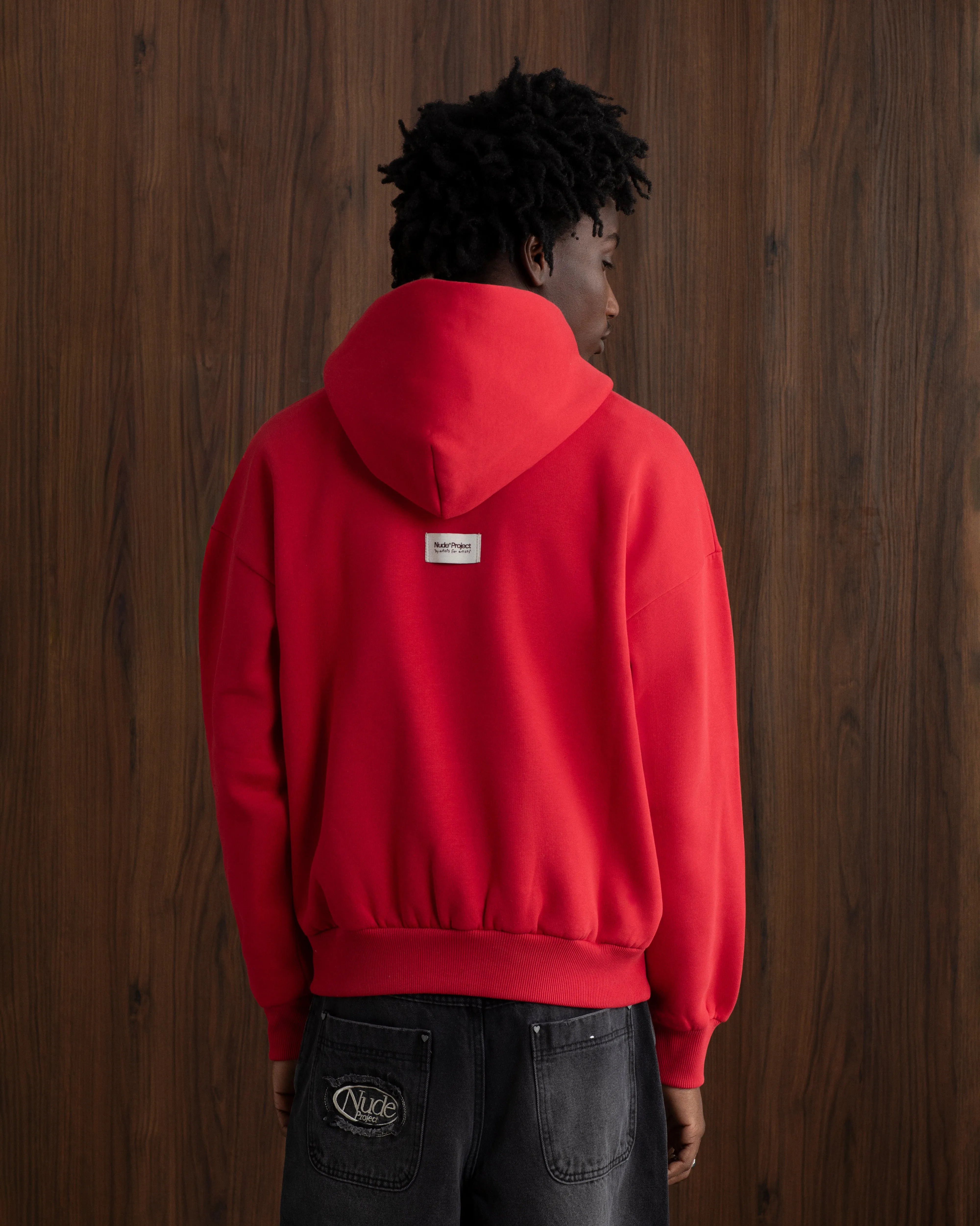 Contrast Trim Layer Minimal Origins Hoodie Red