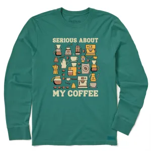 informal gathering Easy Wear Style Men's Serious About My Coffee Long Sleeve Crusher Tee