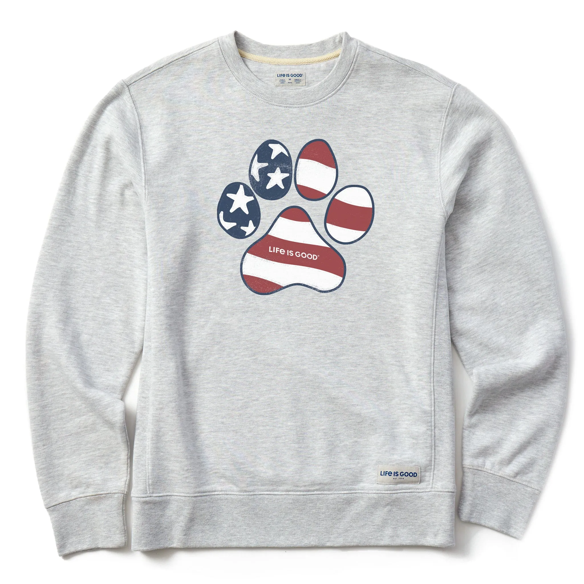 product skiing suitability Men's US Flag Paw Simply True Fleece Crew