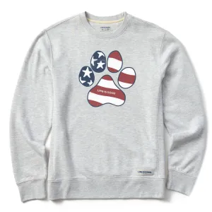 Men's US Flag Paw Simply True Fleece Crew ideal for birthdays product budget friendly
