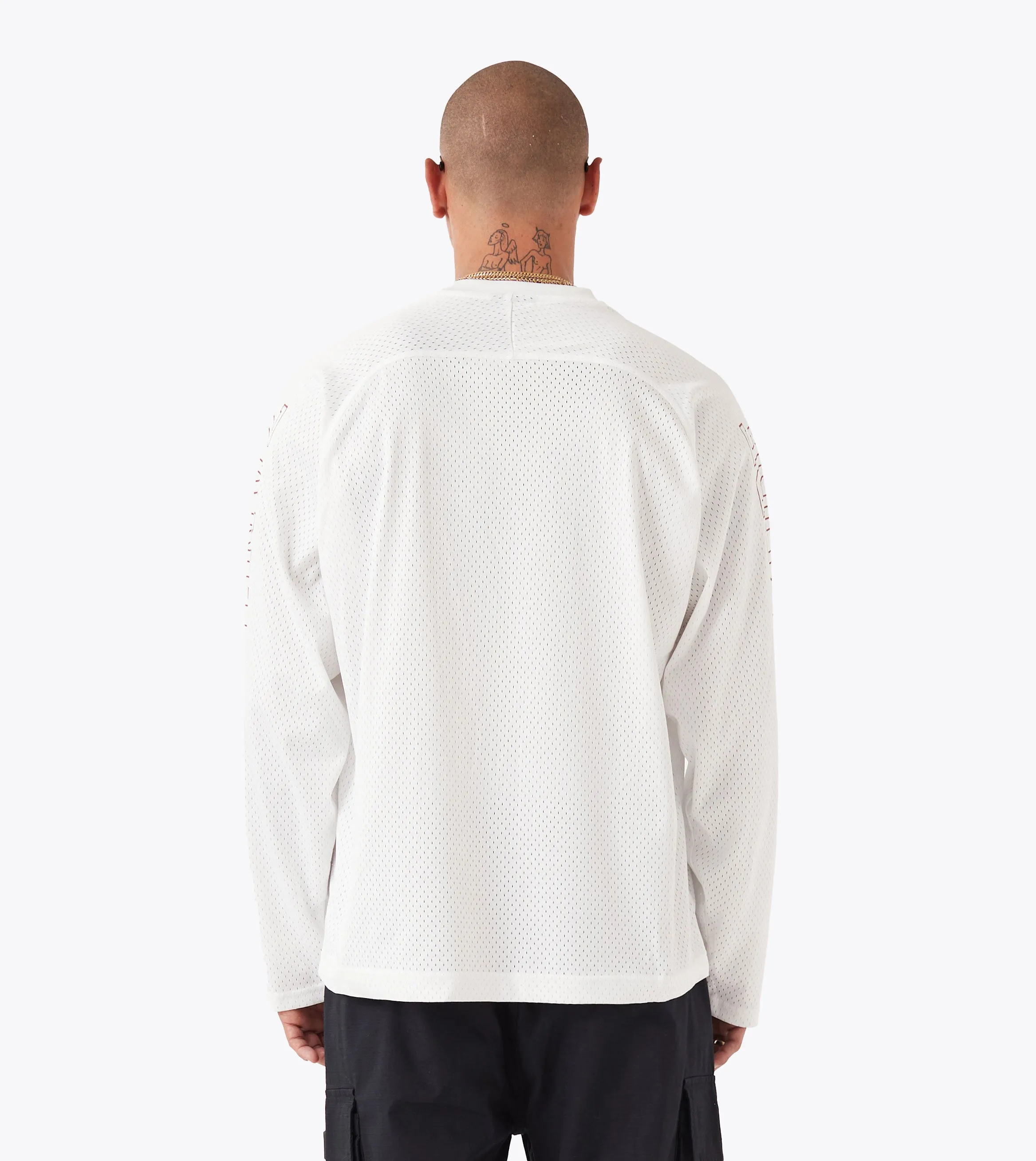 Leather combination Mesh Hockey Jersey Vintage White